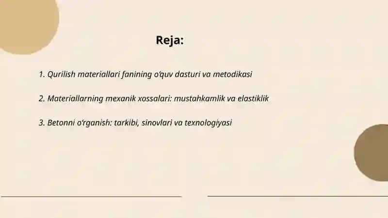 Qurilish materiallar fani: quruvchilar tayyorlashda muhim omil 2