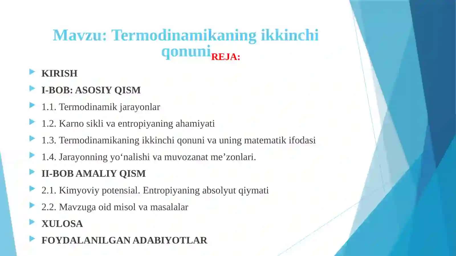 Termodinamikaning ikkinchi qonuni 2