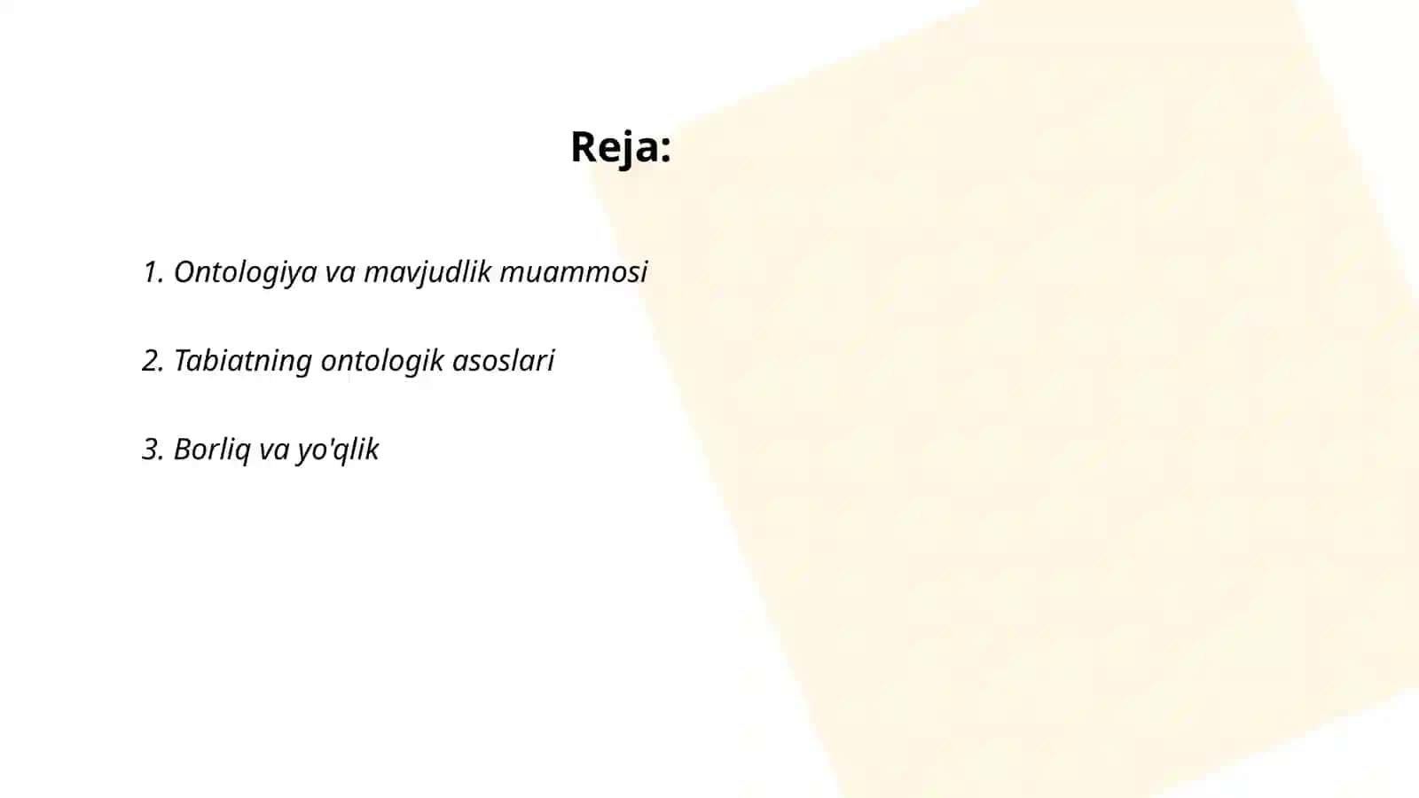 Ontologiya va tabiat falsafasi 2