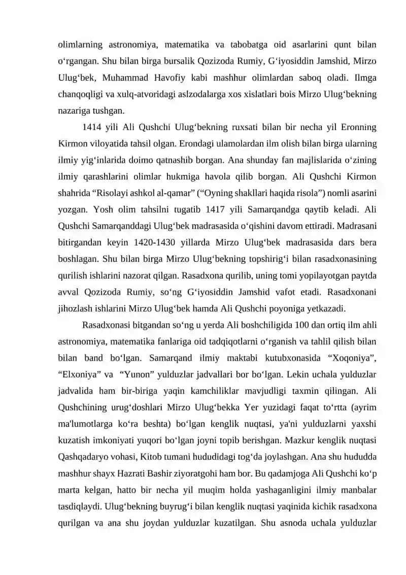 Ali Qushchining hayoti va ilmiy faoliyati 2