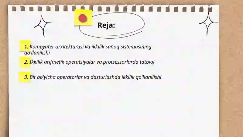 Ikkilik sanoq sistemasining tadbiqi 2