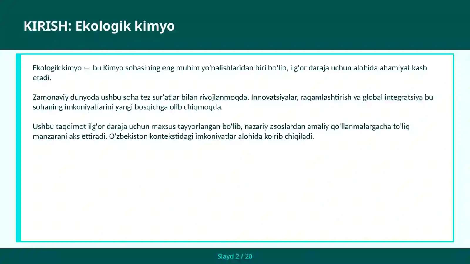 Ekologik kimyo 2