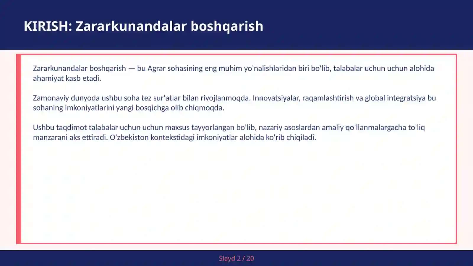 Zararkunandalar boshqarish 2