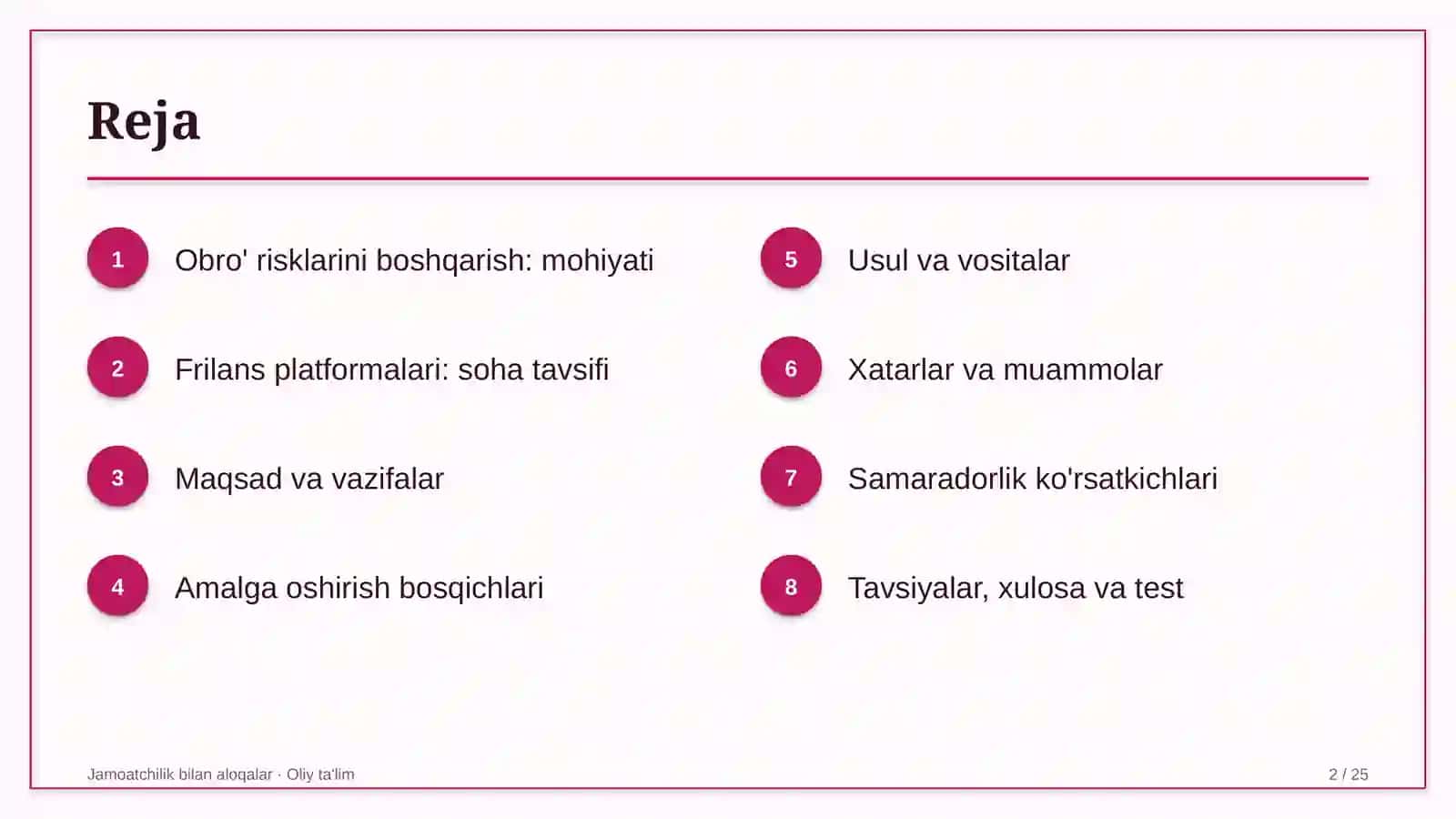 Frilans platformalarida obro' risklarini boshqarish 2