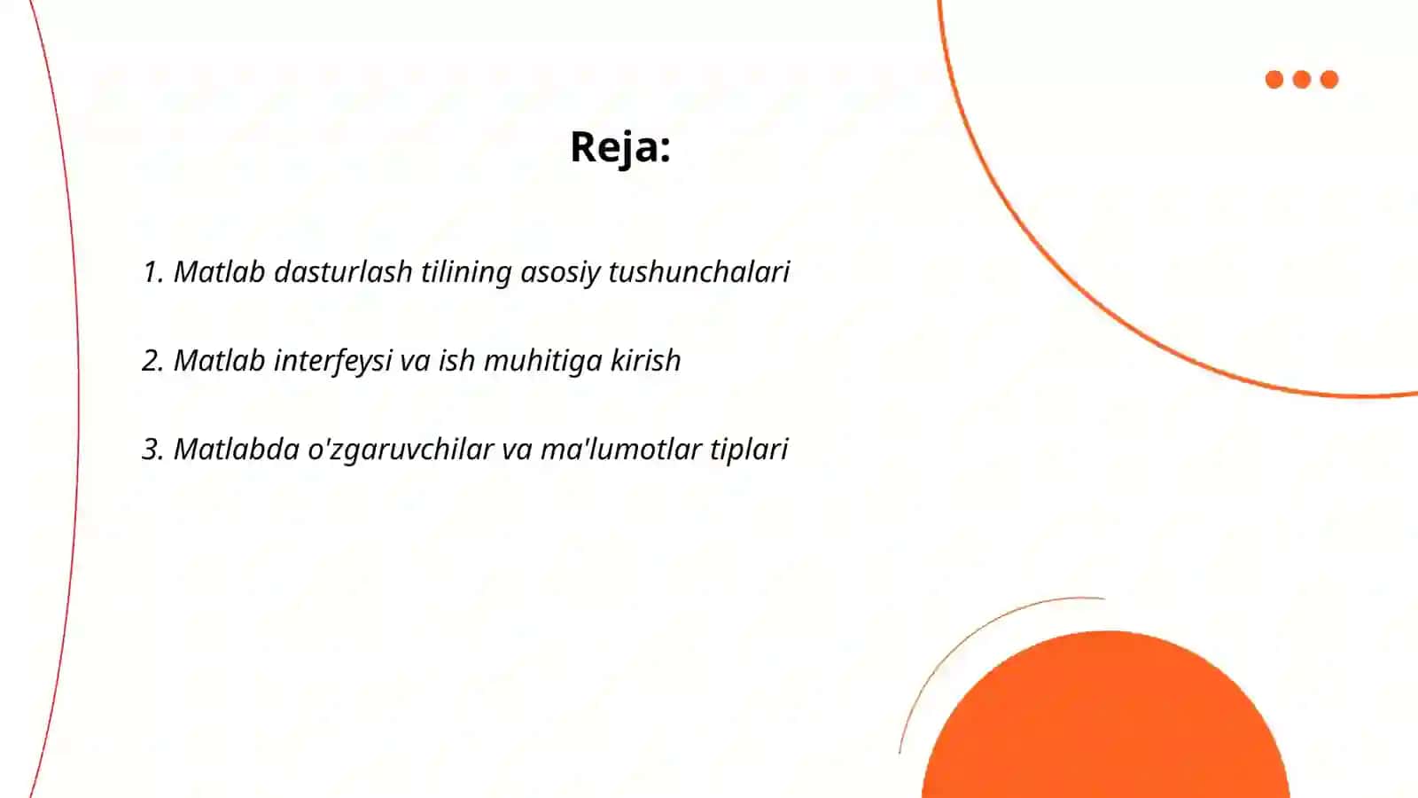 MATLAB dasturlash tiliga kirish 2