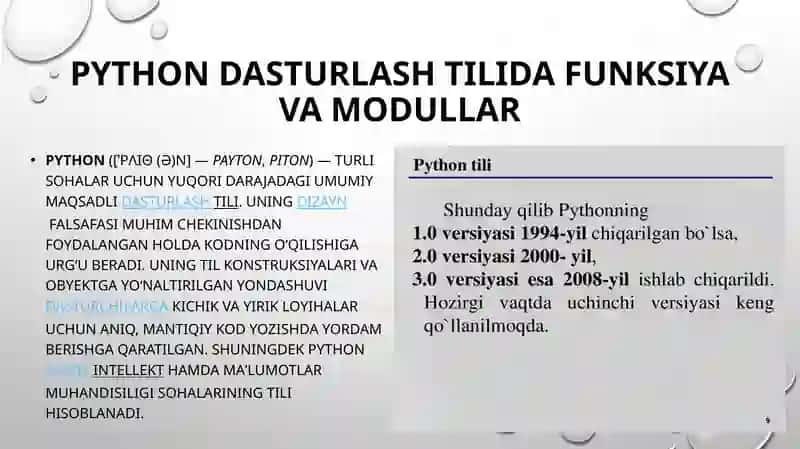 Python dasturlash tilida funksiya va modullar 2