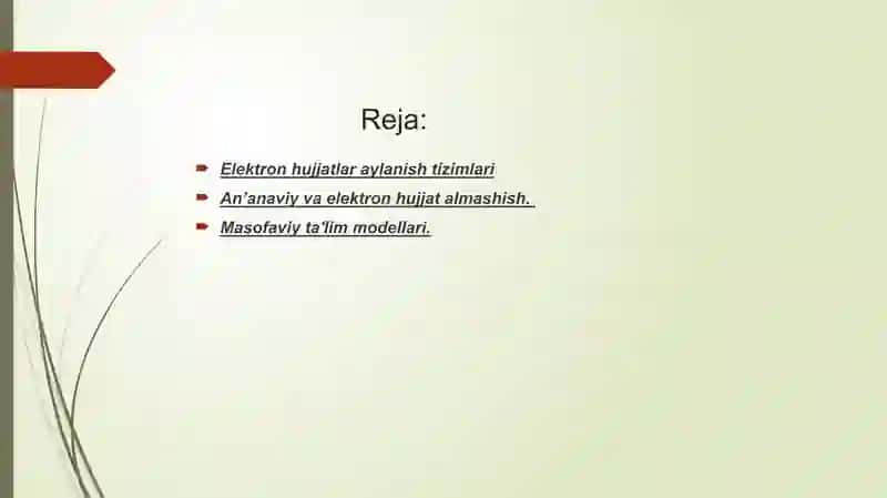 Elektron hujjat almashish tizimlari. 2