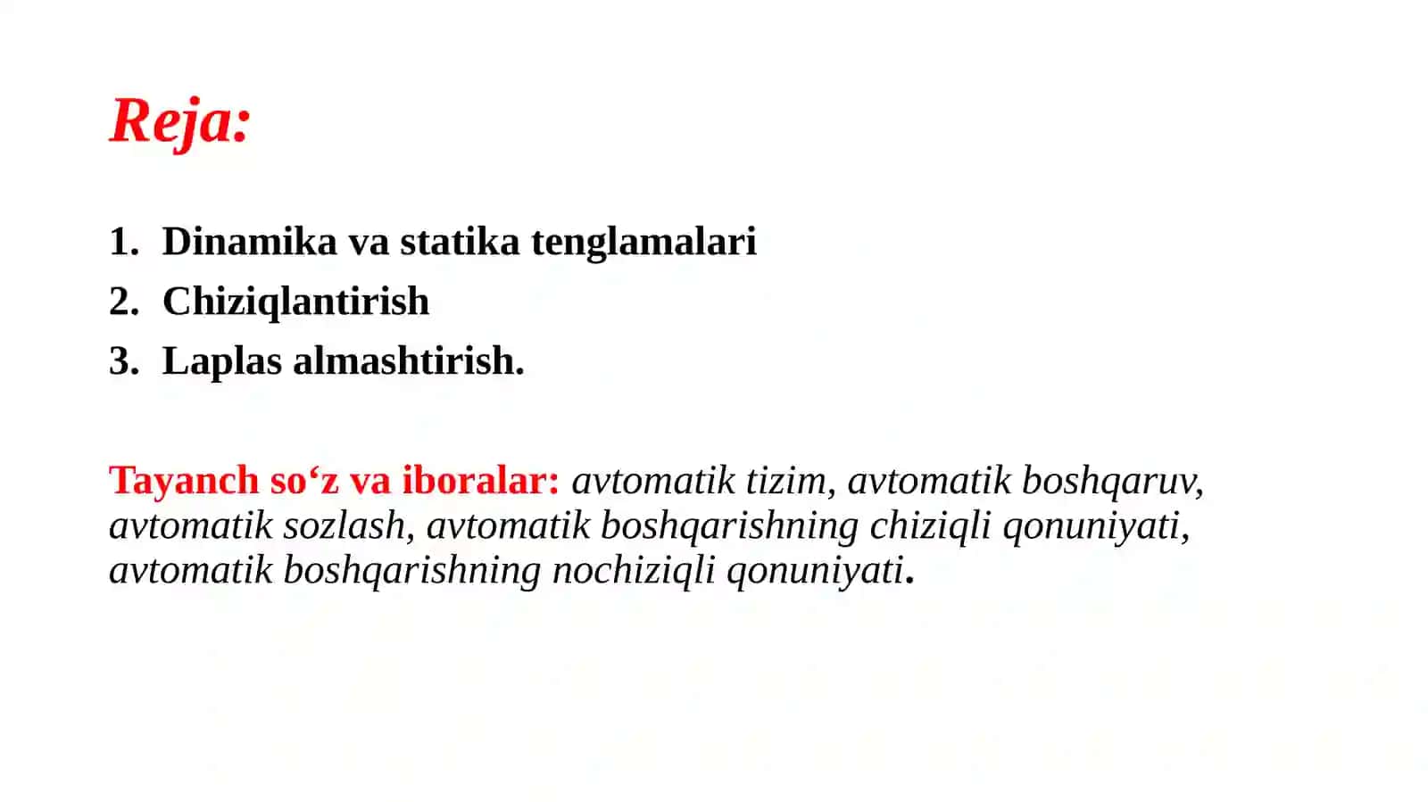 Dinamikava statika tenglamalari 2