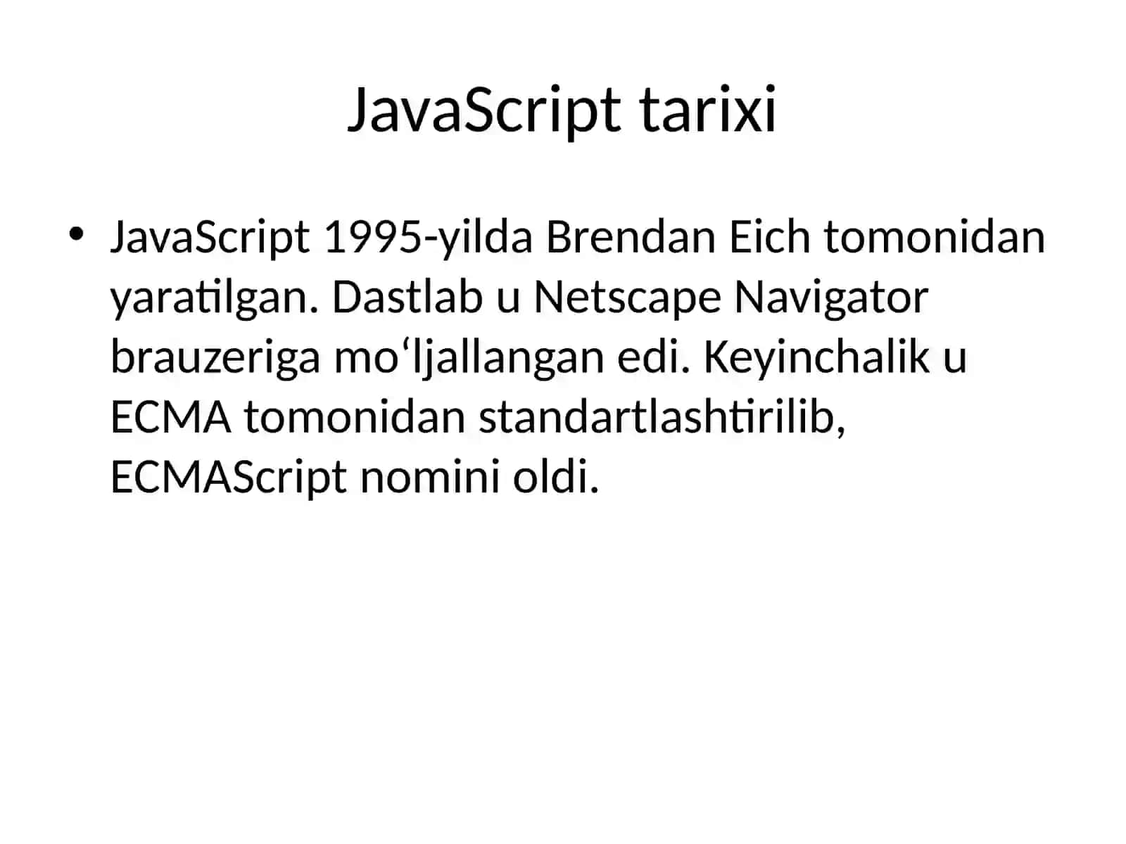 JavaScript haqida umumiy ma'lumot 2