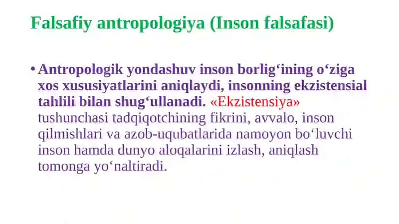 Falsafiy antropologiya (Inson falsafasi) 2