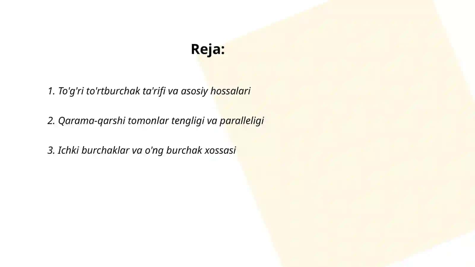 To'g'ri to'rtburchak va uning hossalari 2