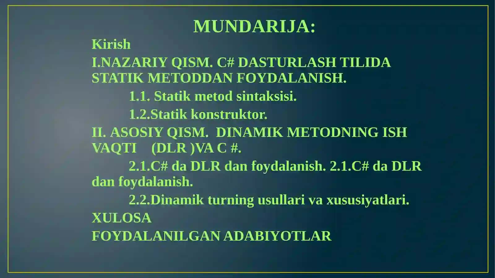 “ C # dastatikvadinamikmetodlar” 2