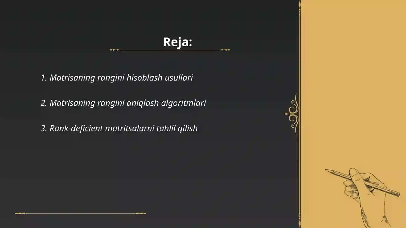 Matrisaning rangini hisoblash usullari 2