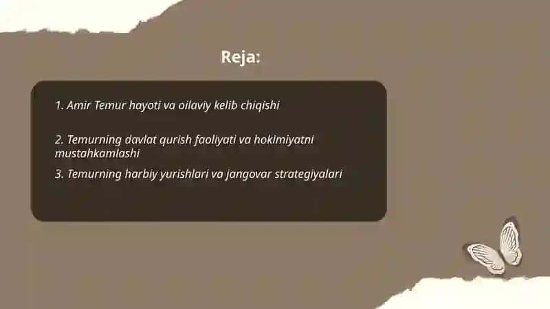 Amir Temur buyuk arbobi mavzusida taqdimot tayyorlash 2