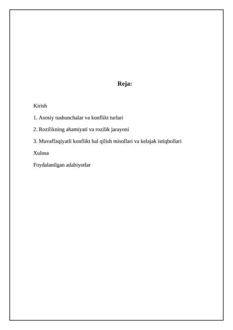 Konftliktlarni bartaraf etishda 2