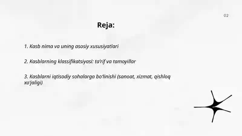 Kasblar va ularning klassifikatsiyasi 2