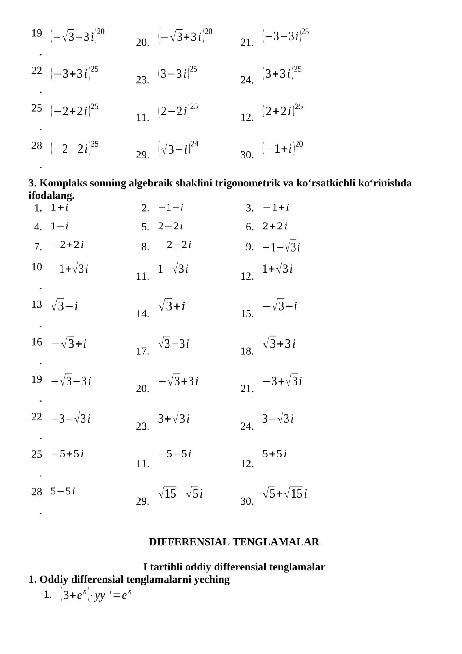 KOMPLEKS SONLAR USTIDA AMALLAR 2