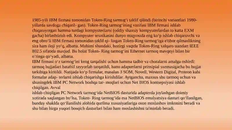 Token ring tarmog'i 2