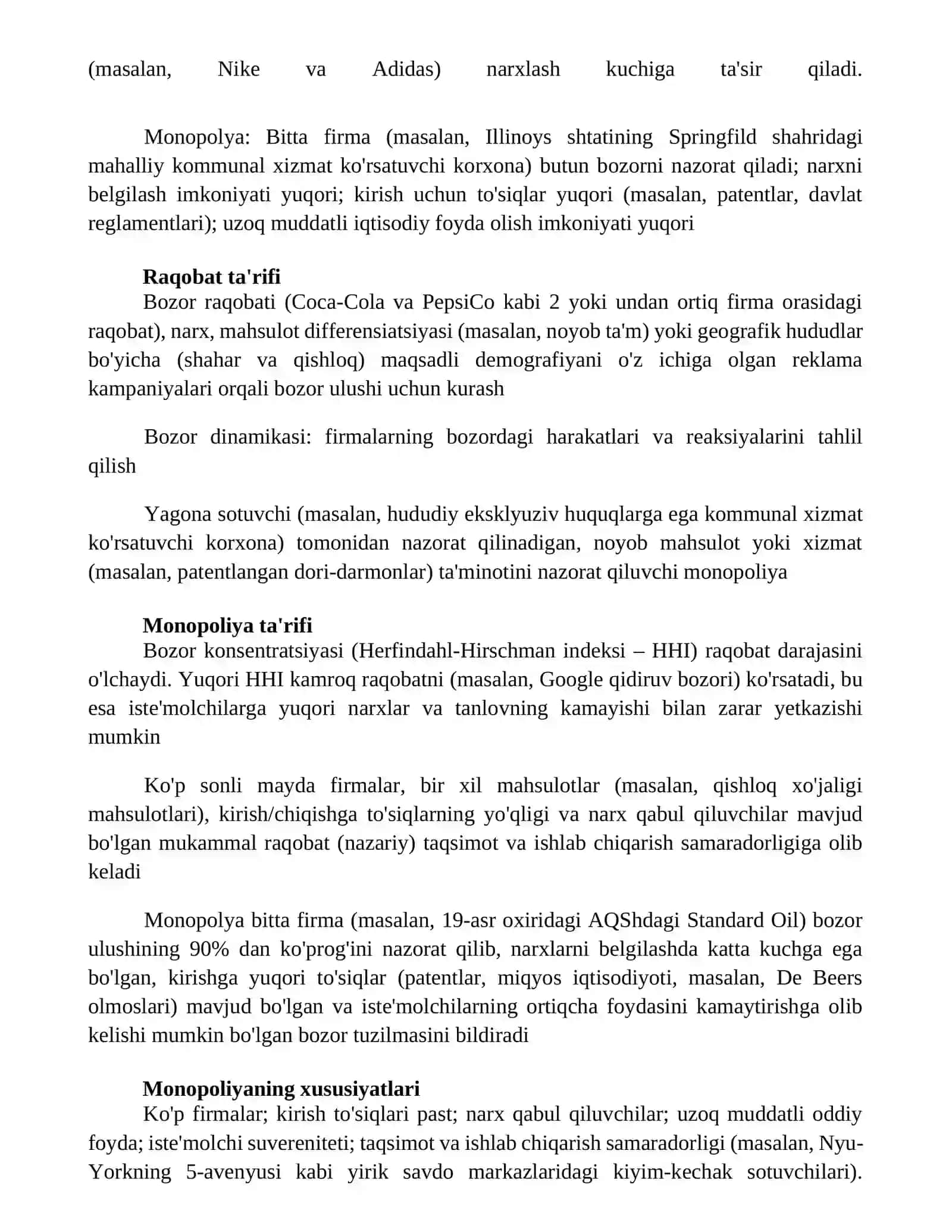 Raqobat va manapolya 2