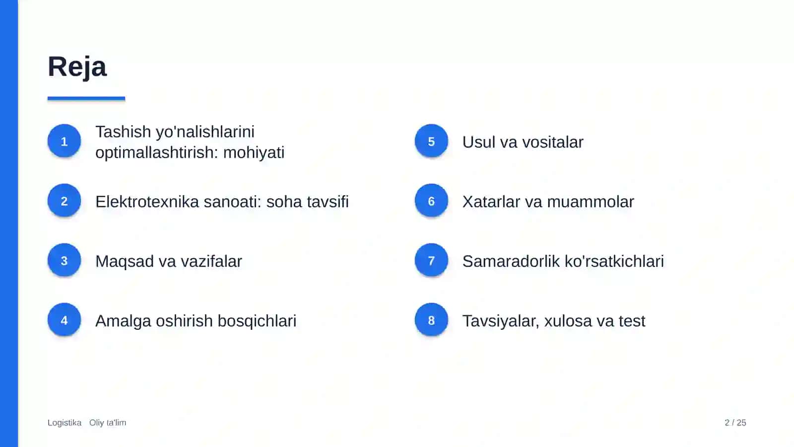 elektrotexnika sanoatida tashish yo'nalishlarini optimallashtirish 8886 2