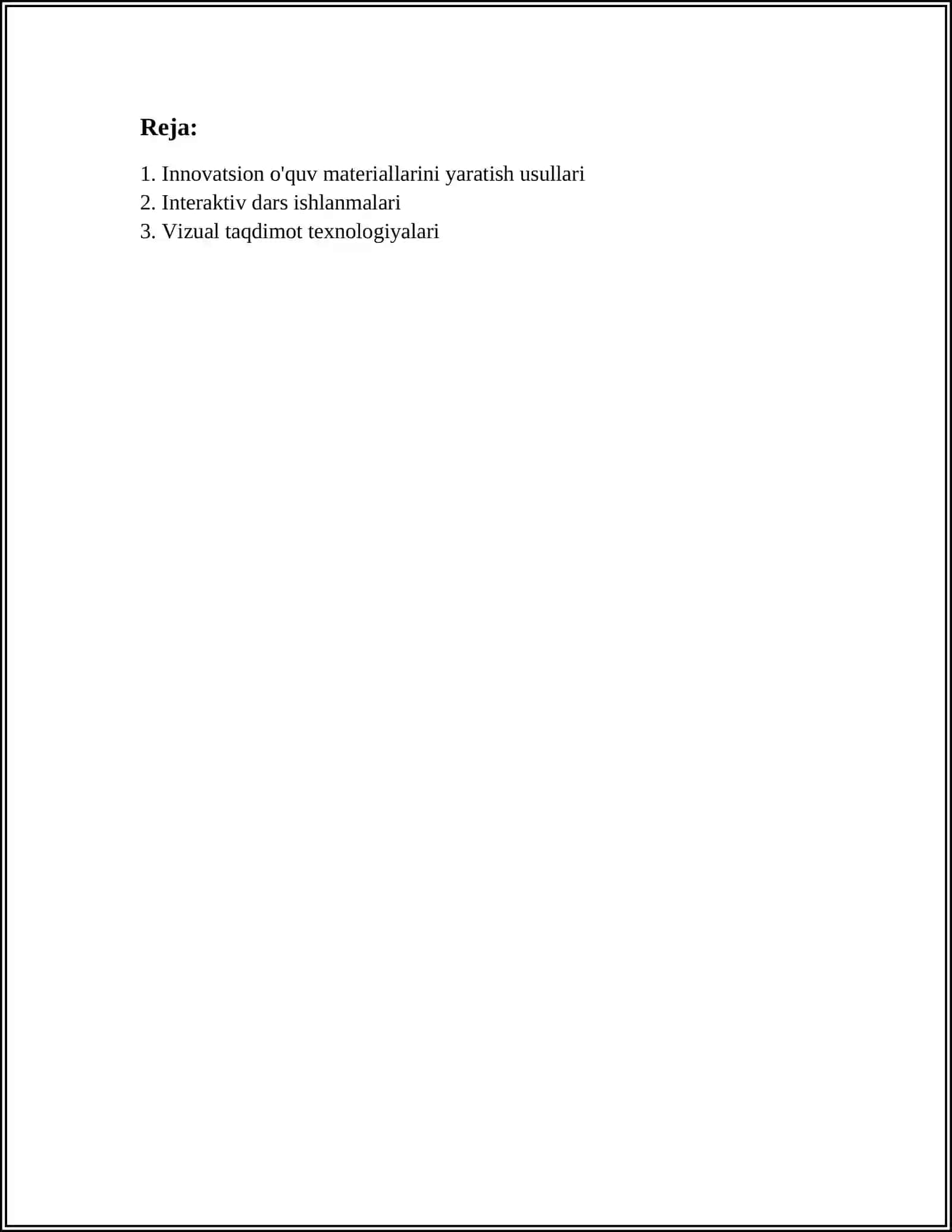 MUSTAQIL ISH Mavzu: OʻQUV MATERIALLARINI TAYYORLASHGA KREATIV YONDASHUV 2