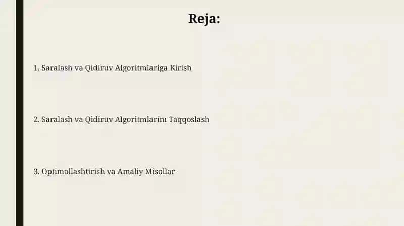Saralash va Qidiruv algoritmlari 2
