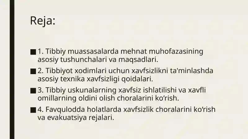 Tibbiy muassasalarda mehnat muhofazasi va texnika xavfsizligi 2