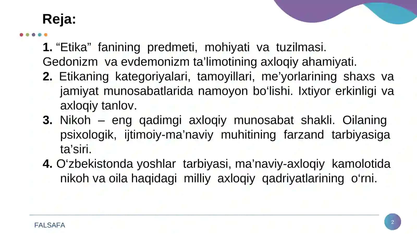 Axloq Falsafasi (Etika) 2