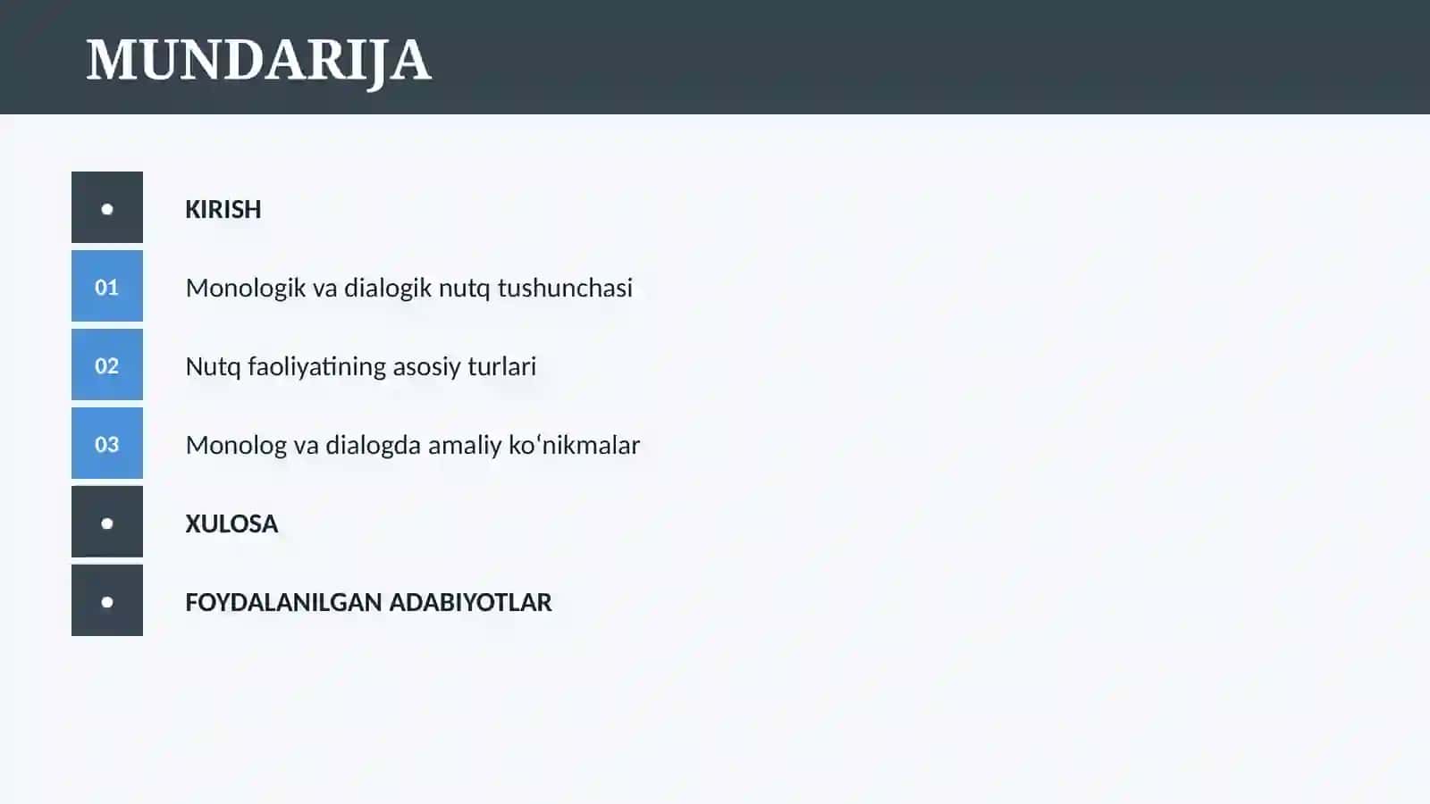 NUTQ FAOLIYATI TURLARI. MONOLOGIK VA DIALOGIK NUTQ 2