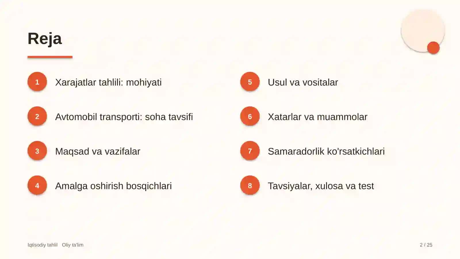 Avtomobil transportida xarajatlar tahlili 2