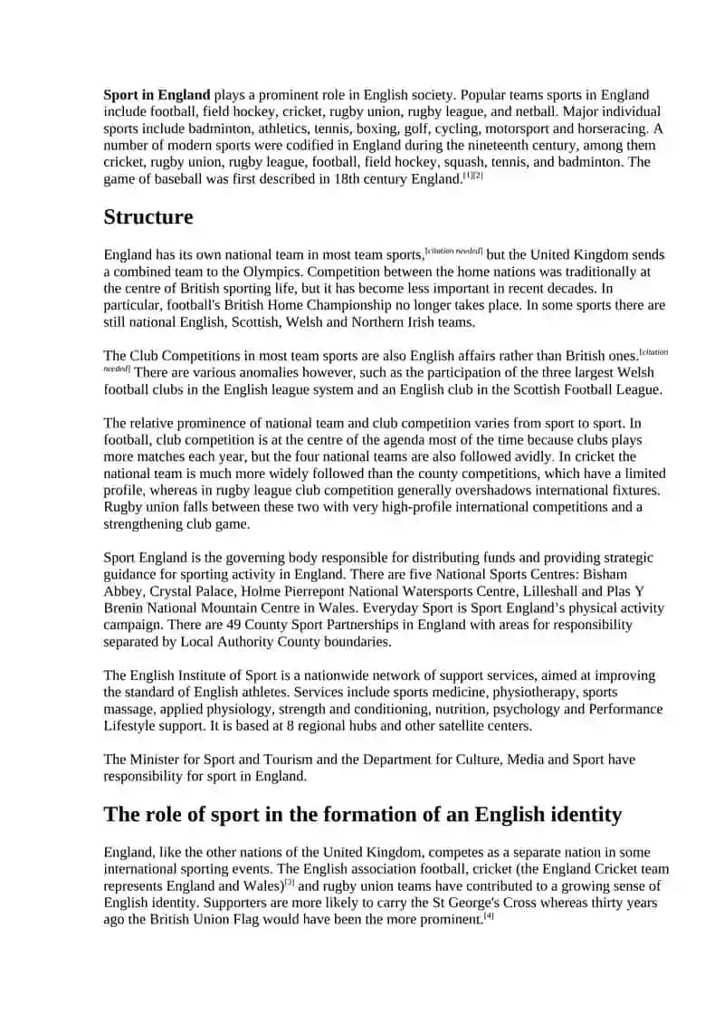 Sport in England 2