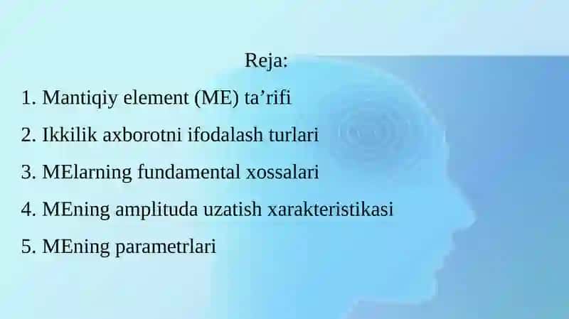 Mantiqiy Elementlar va ularning parametrlari 2