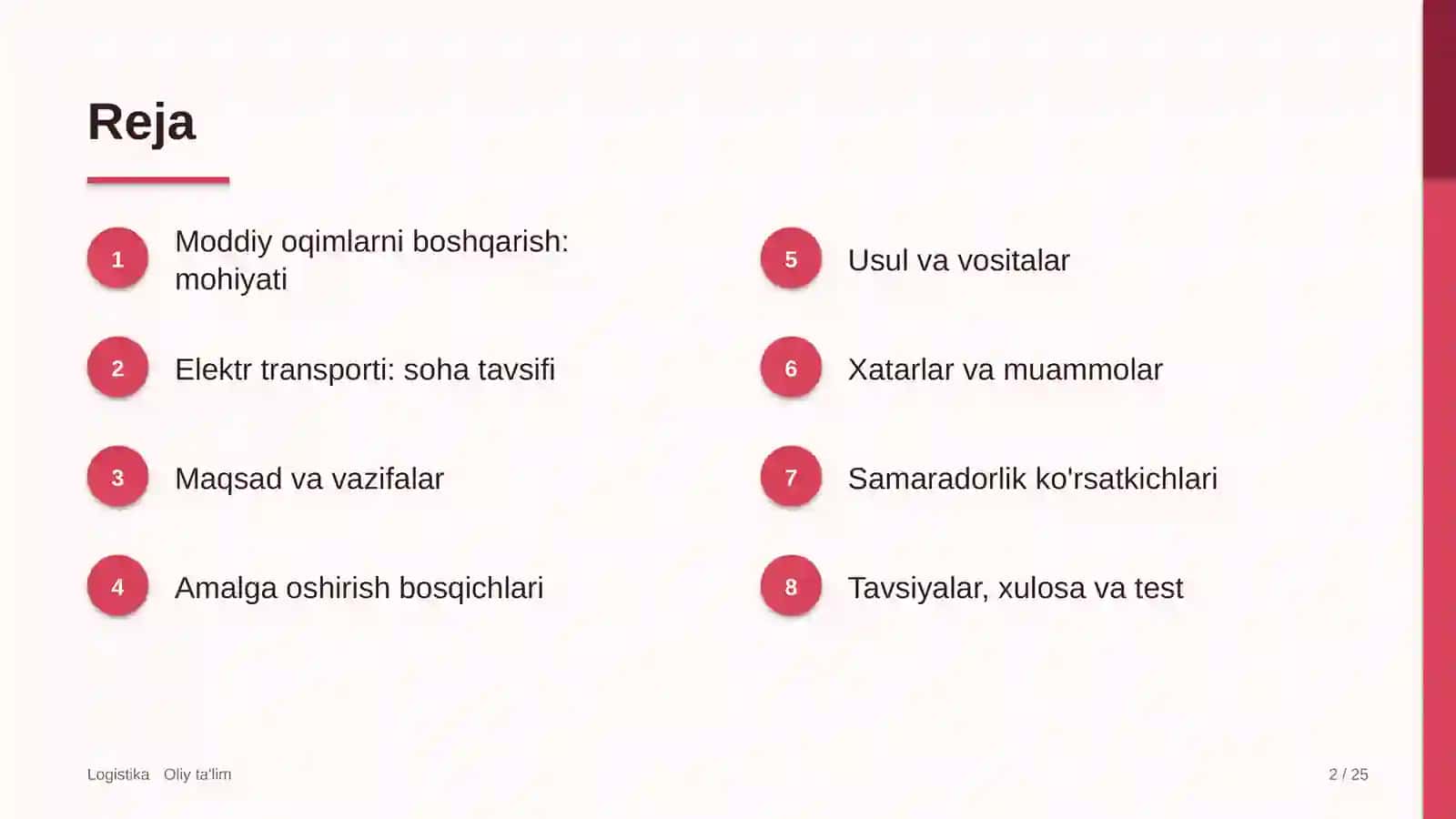 Elektr transportida moddiy oqimlarni boshqarish 2