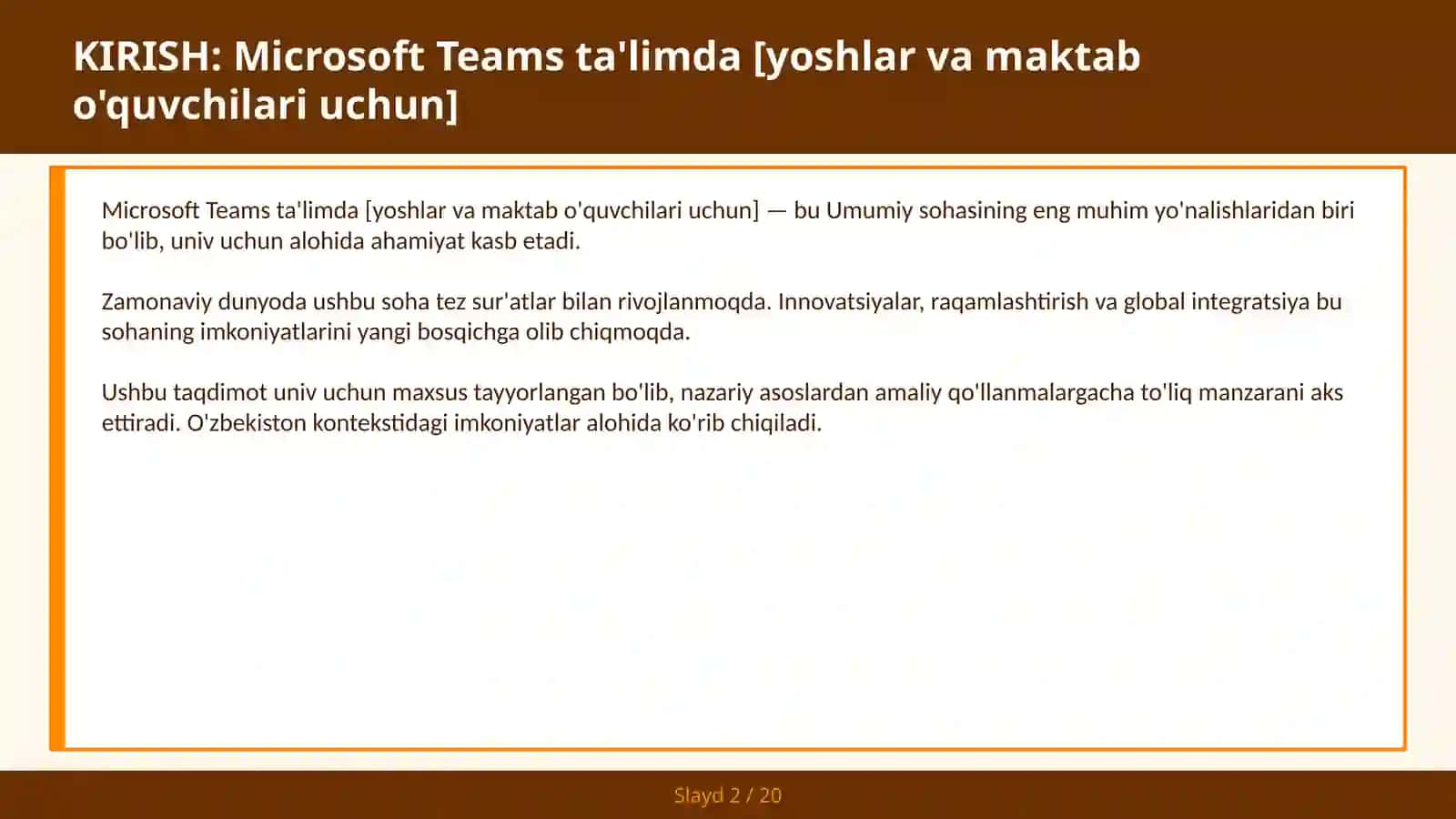 Microsoft Teams ta'limda [yoshlar va maktab o'quvchilari uchun] 2