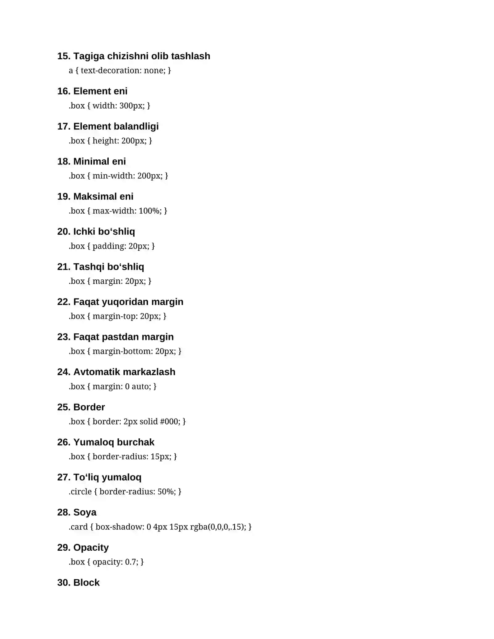 `100 ta tayyor CSS kod — HTML/CSS Frontend 2