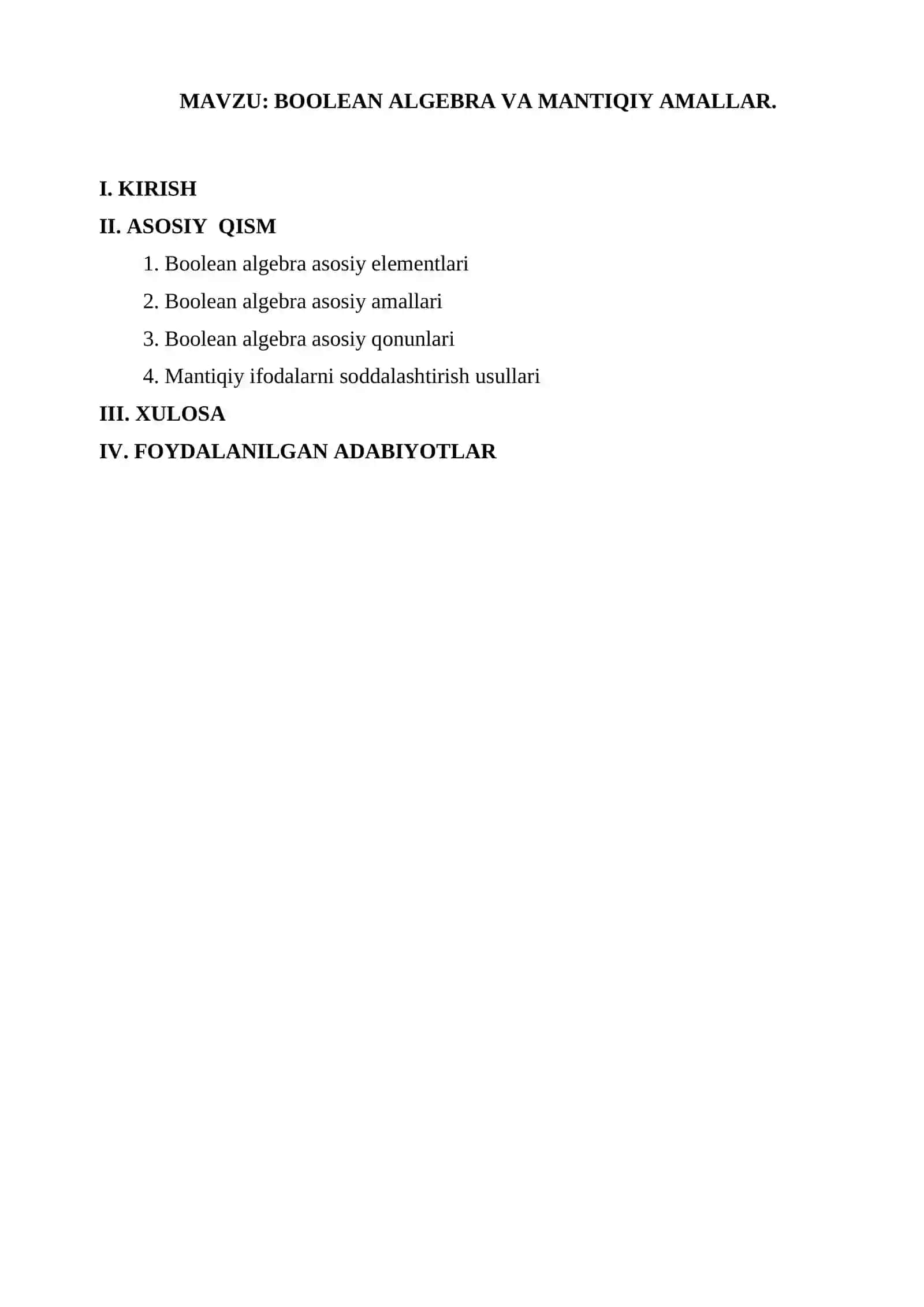 BOOLEAN ALGEBRA VA MANTIQIY AMALLAR 2