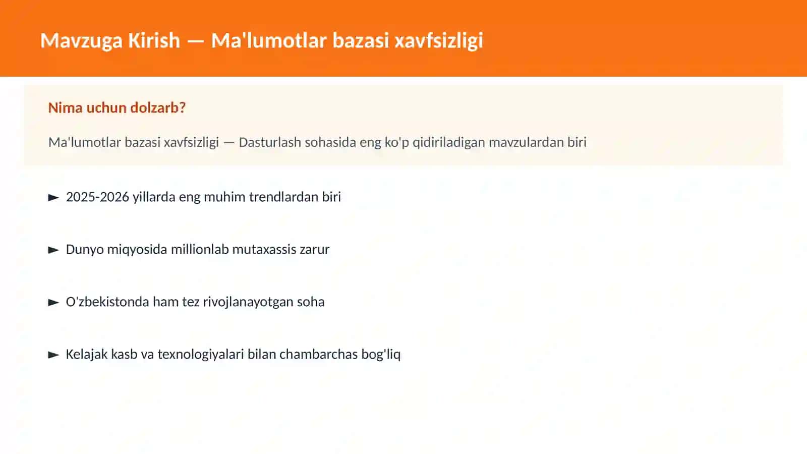 Ma'lumotlar bazasi xavfsizligi 2