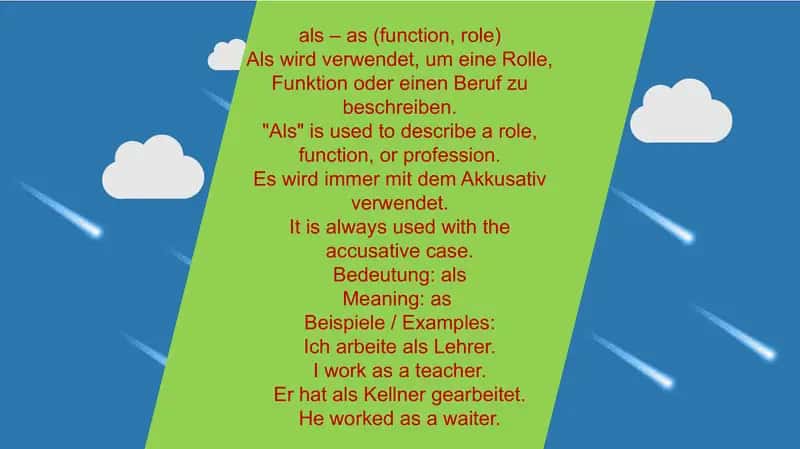 Prepositionen als, bei, in 2