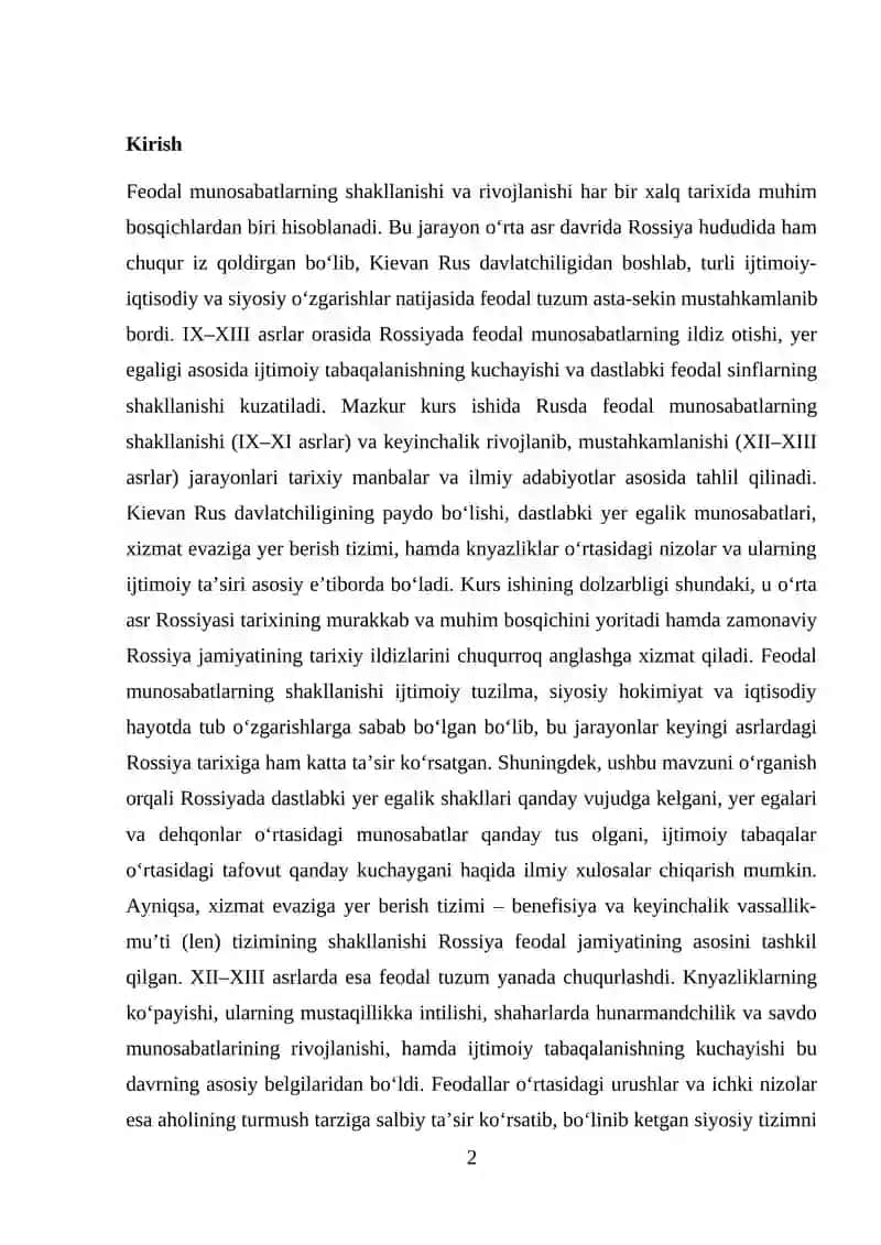 Feodal munosabatlarning shakllanishi va rivojlanishi 2