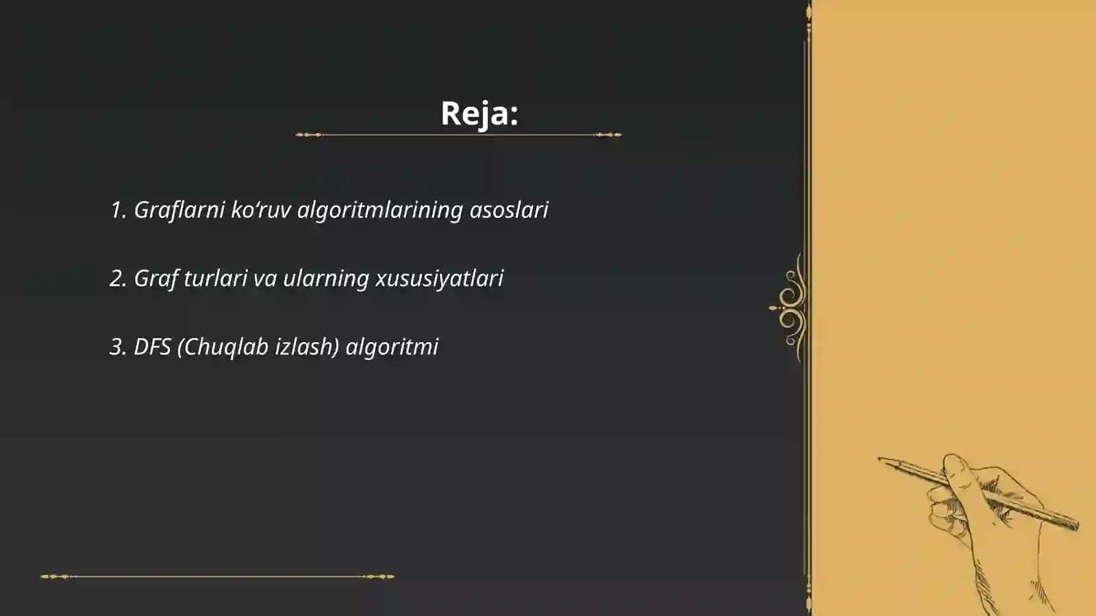 Graflarni ko’ruv algoritmlarini ishlab chiqishni 2
