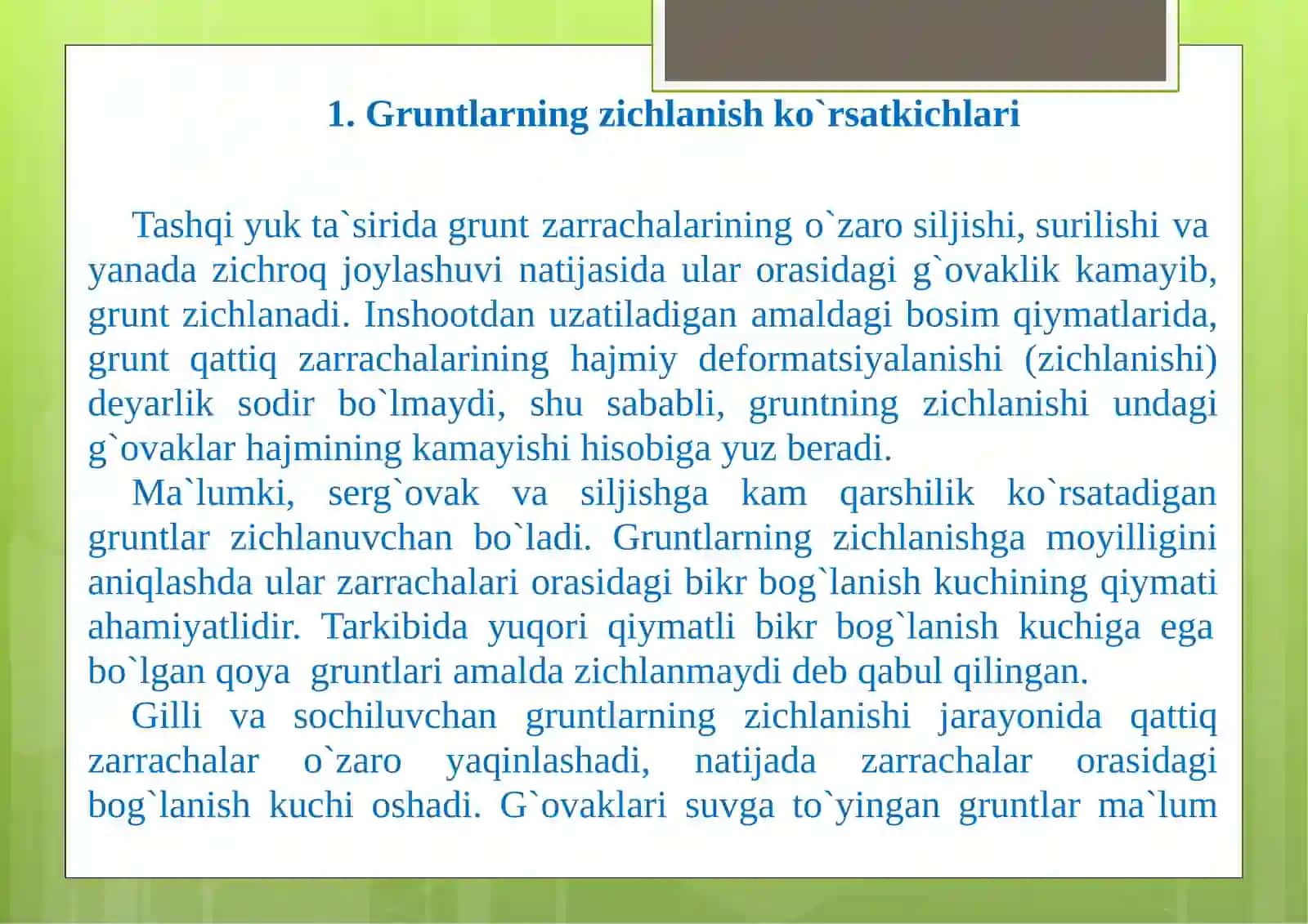 GRUNTLARNING MEXANIK XOSSALARI 2