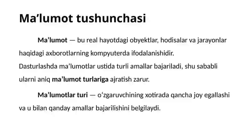 Ma'lumotturlar va algoritmlari 2