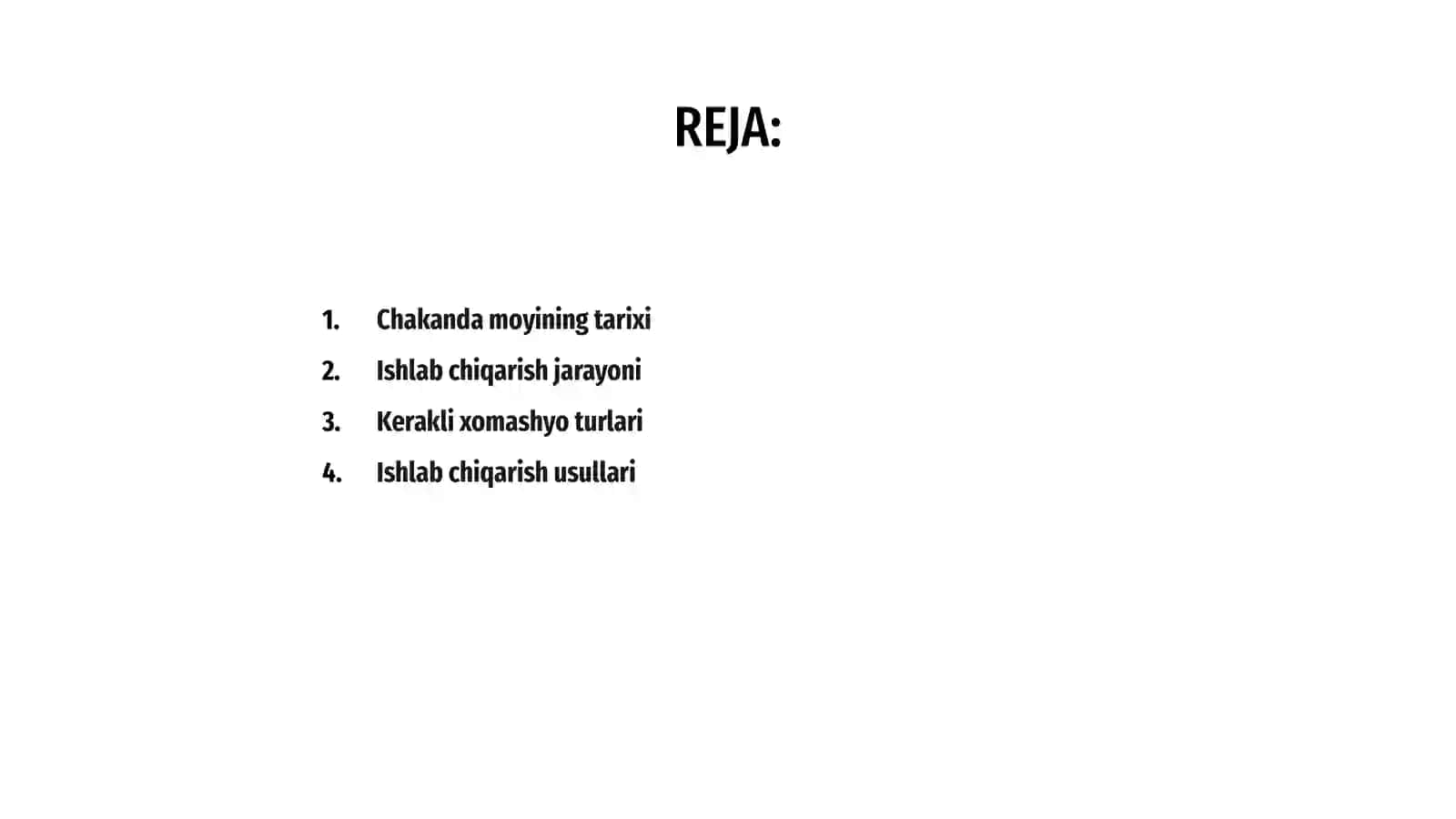 Chakanda moyi ishlab chiqarish 2