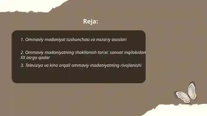 Ommaviy madaniyatning shakllanish tarixi 2