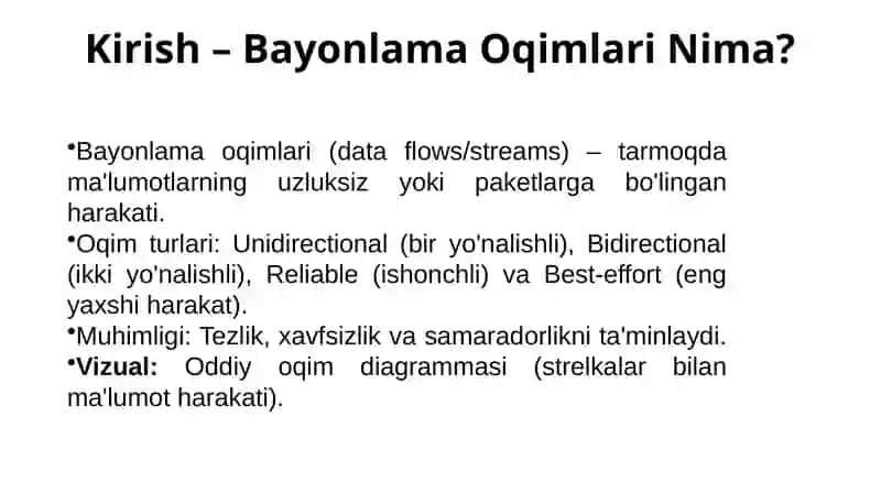 OSI Model va Oqimlari 2