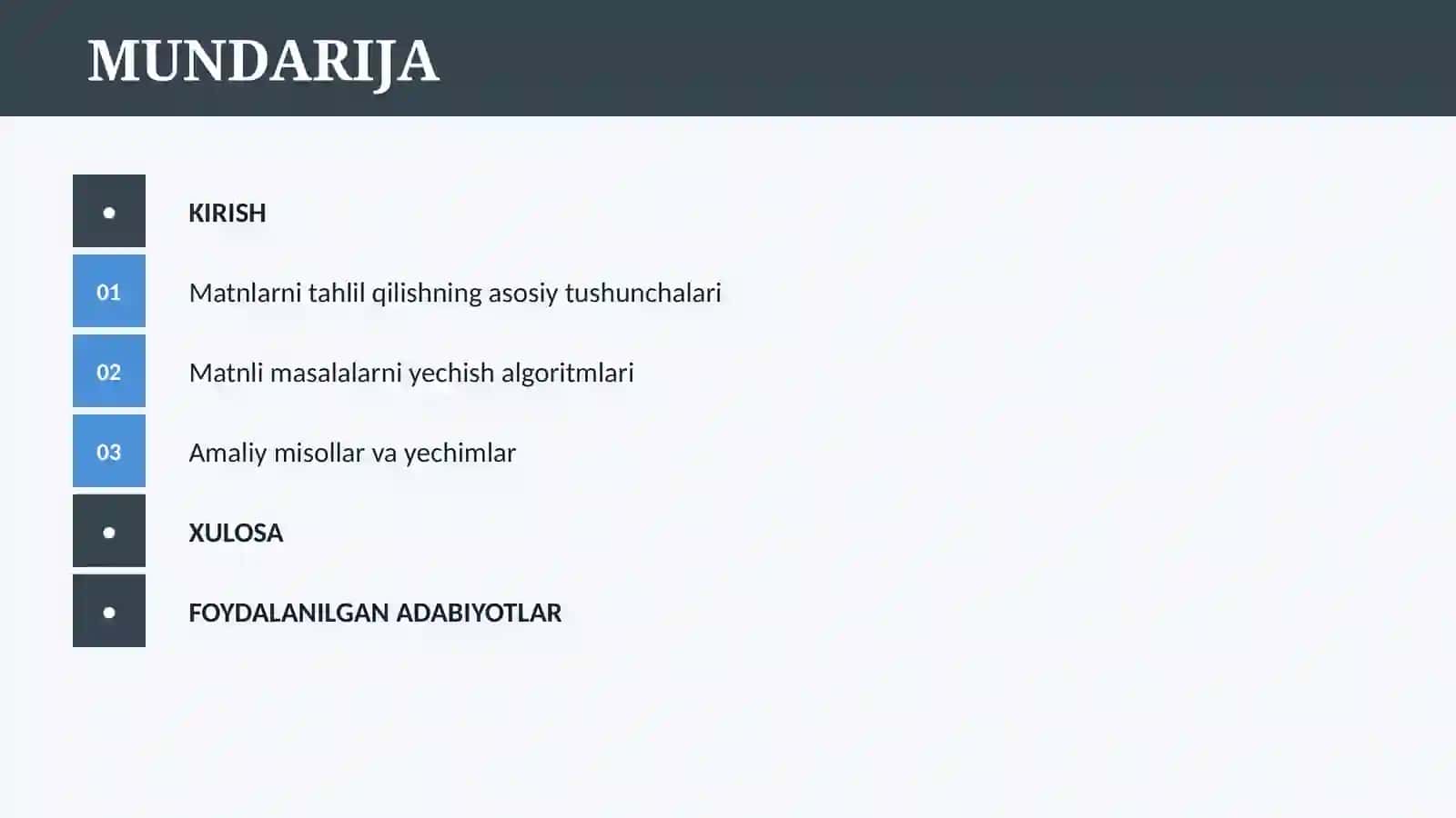 MATNLI MASALALARNI YECHISH USULLARI 2