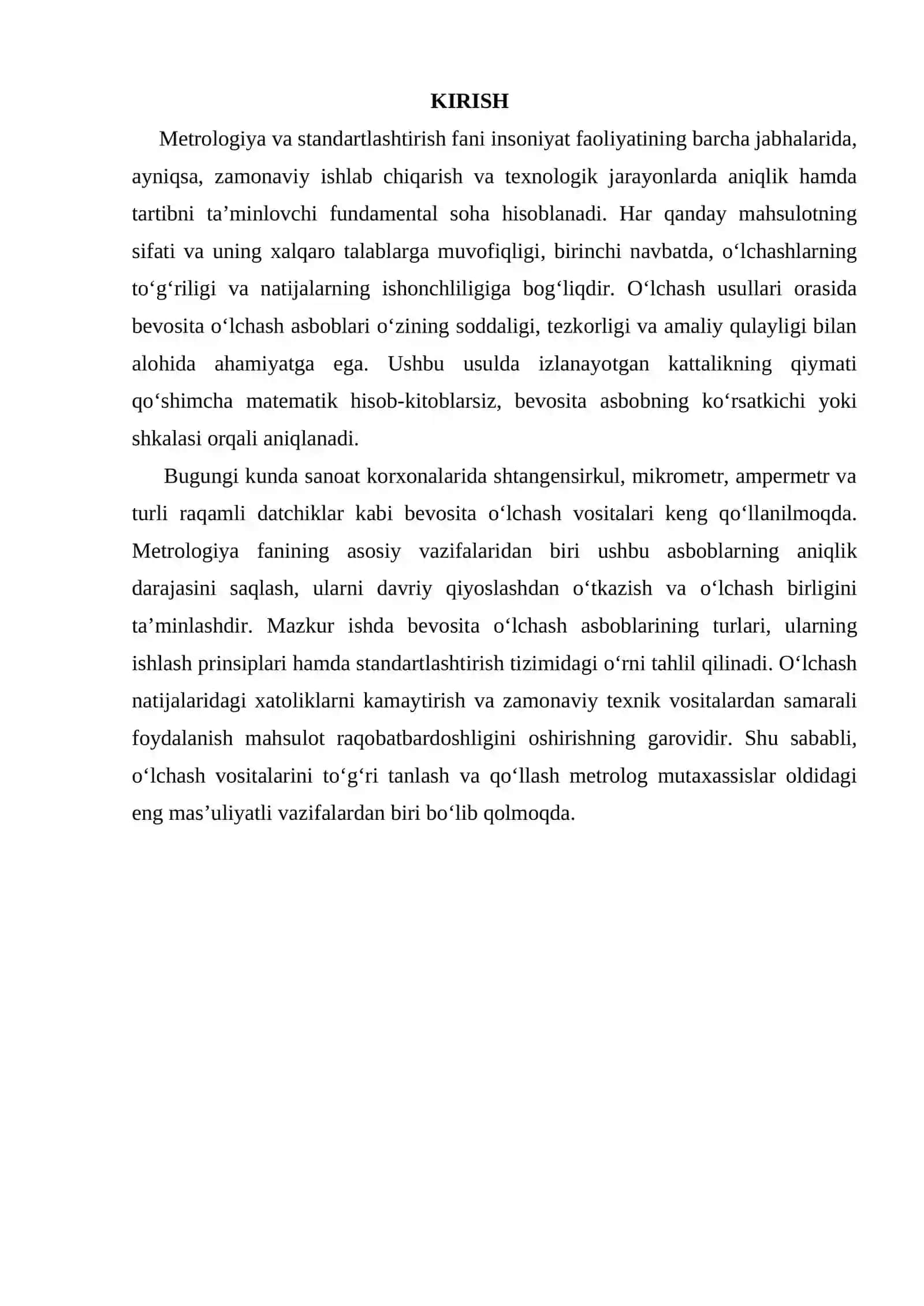 Bevosita o’lchash asboblari qo’llanilishi 2