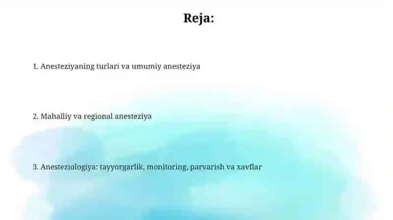 Umumiy va mahalliy ogʻriqsizlantirish 2