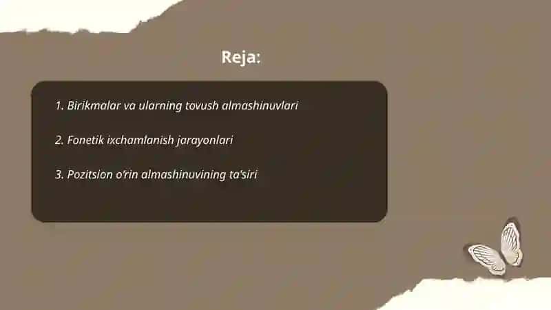 Birikmalar va ularning tovush almashinuvlari 2