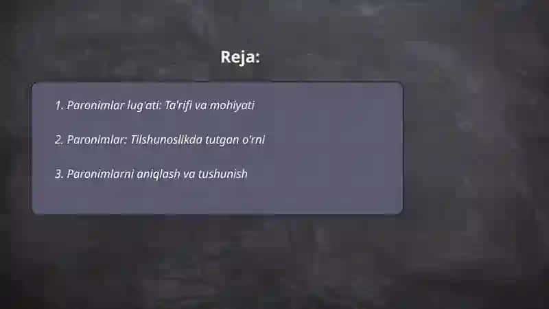 Paronimlar lug'ati va unga munosabat. 2